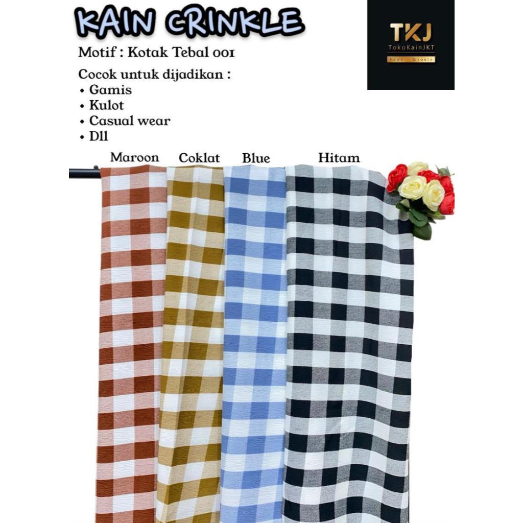 Kain Crinkle Motif Kotak Tebal 001 Harga per 0,5 Meter TokokainJKT Crinkle Kringkel