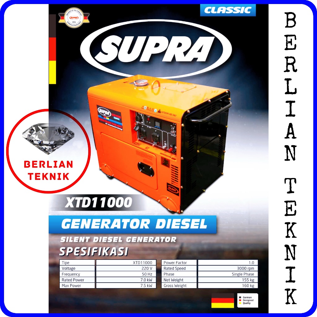 Diesel Generator Silent Genset Solar Supra XTD 11000 / 7500 Watt