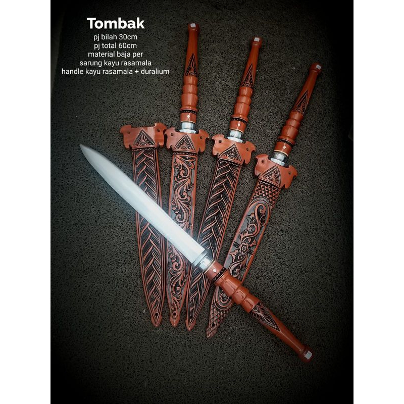 pisau tumbak panjang tajam 2 sisi full ukiran