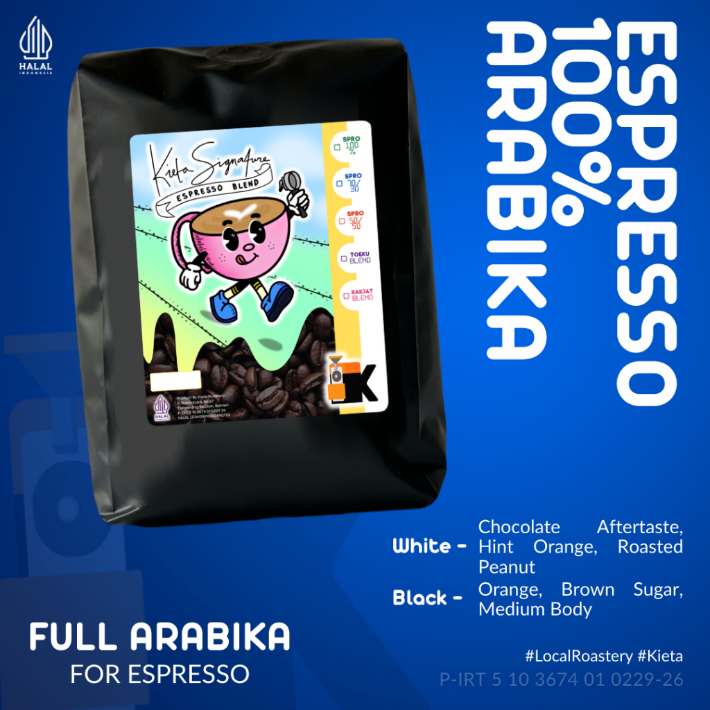 

Kieta Roastery - Biji Kopi Espresso Blend 100% Arabika 200g / Bubuk Arabica Roasted Coffee Bean Spro Kopi Susu Based