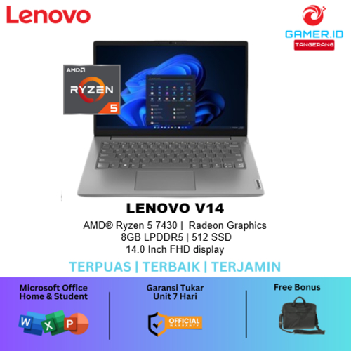 Lenovo V14 Ryzen 5 7430 ram 8gb 512gb Windows 11 + free office 14.0 Fhd