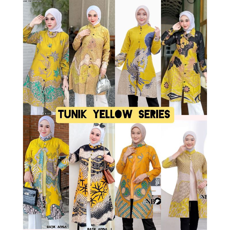New yellow tunik atasan batik wanita warna kuning mustard kuning lime kuning telor tunik batik kunin