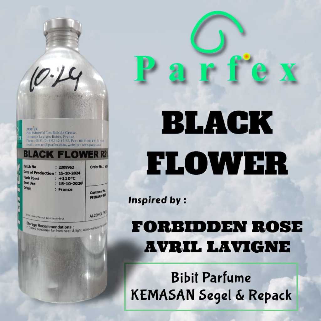 Parfex - BLACK FLOWER | Bibit parfume murni pabrik kemasan Segel/Repack -Avril Forbiddeenn Rose