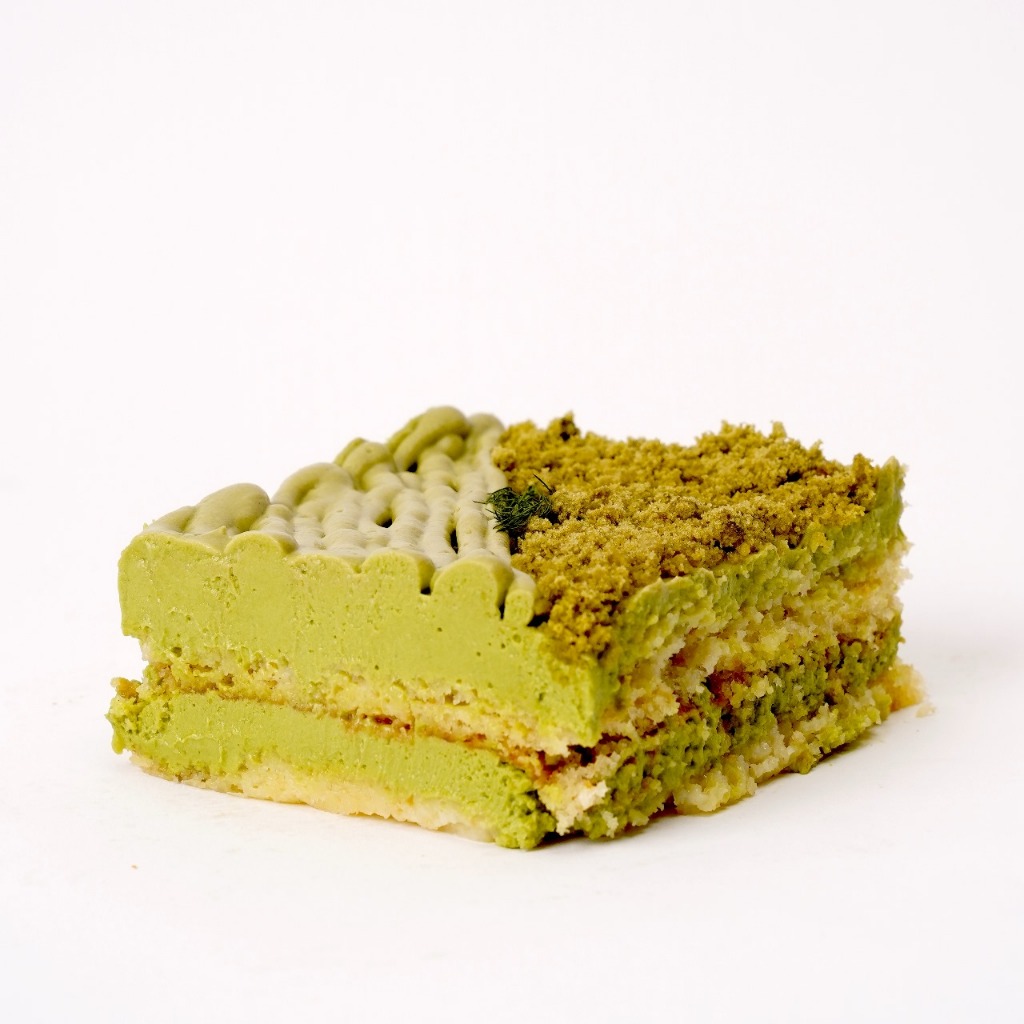 

The Matcha-Misu | Matcha Tiramisu | Kyoto Matcha Mascarpone Cream with Vanilla Cake and Matcha Crumble
