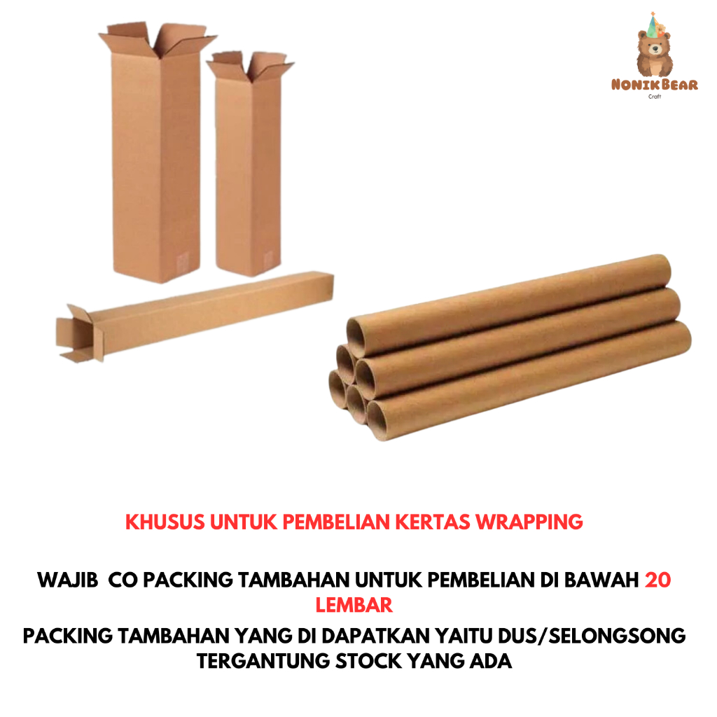 

NONIKBEAR CRAFT DUS / CORONG KARTON PACKAGING TAMBAHAN UNTUK KERTAS WRAPPING