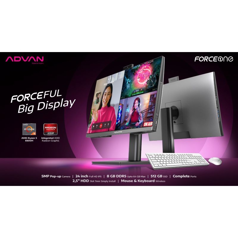 ADVAN FORCE ONE PC AIO ALL IN ONE PC RYZEN 5 6600H 32GB 512SSD W11
