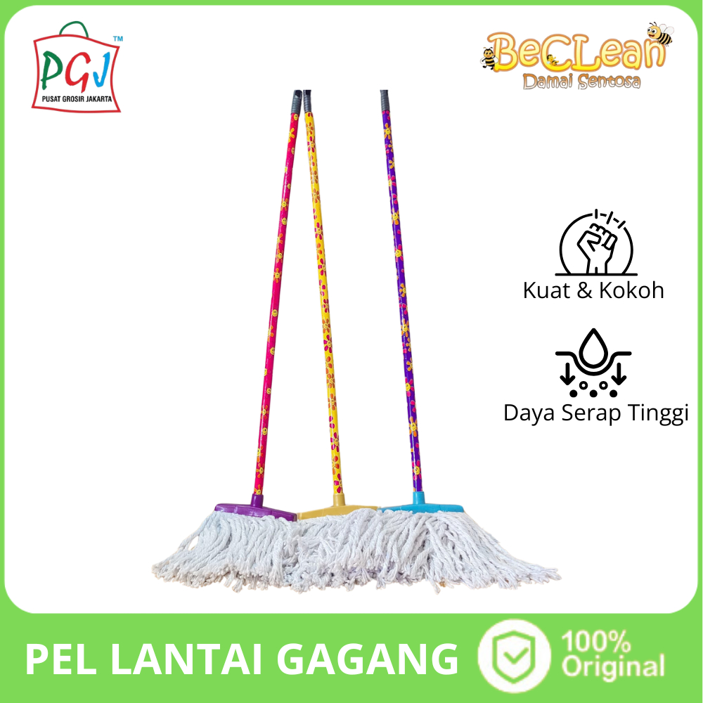 PGJ - BECLEAN Alat Pel Lantai Peras Microfiber Praktis Gagang Kokoh All Type / Pel Sumbu Gagang Besi