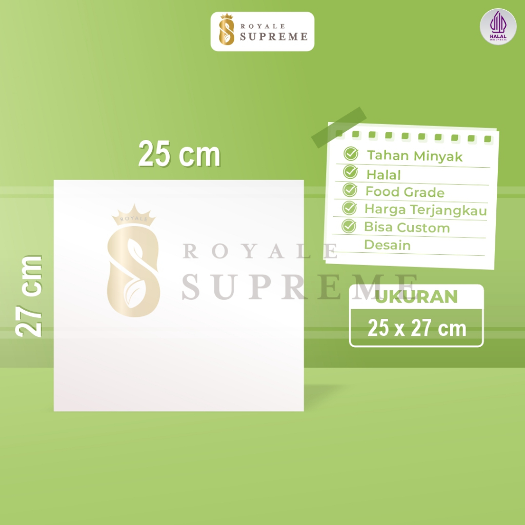 

Kertas Foodgrade Laminasi Ukuran 27x25cm / Kertas Supreme 64gr