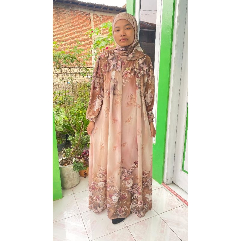 Gamis Set Hijab Ceruty Babydoll Printing