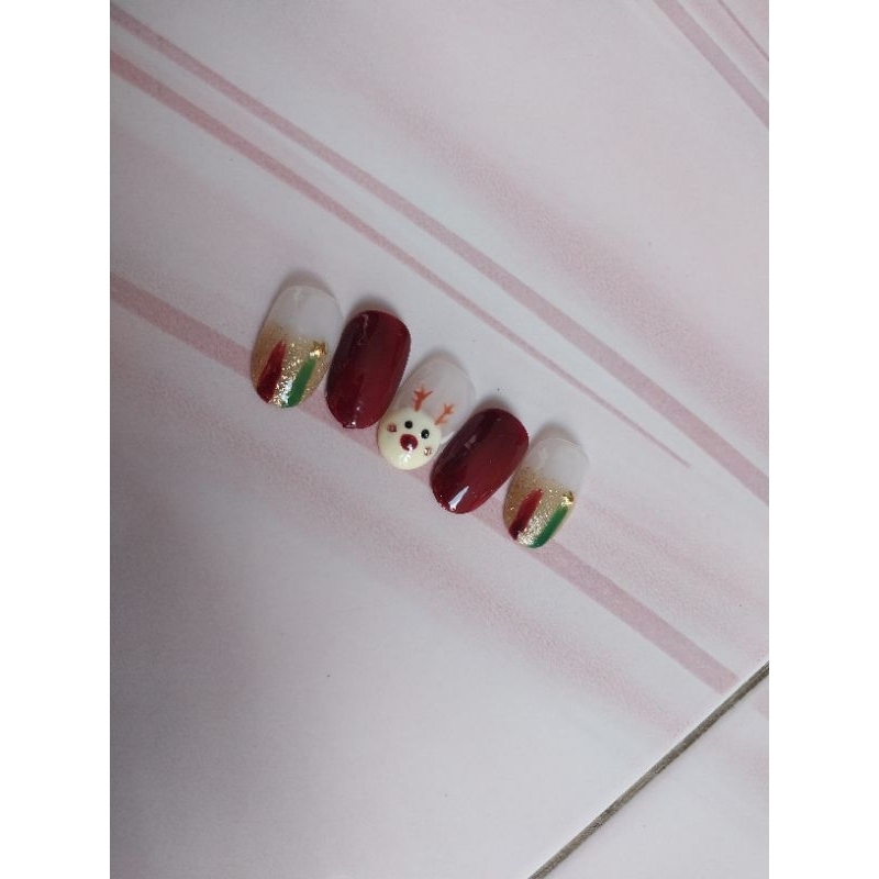 fake nails custom press on nails christmas kuku palsu natal 2024 DIY FAKE NAILS SET