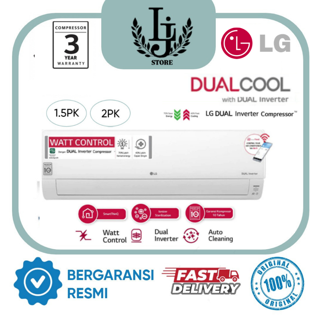 AC LG Inverter T12EV5 / T18EV5 1.5PK / 2 PK AC LG Inverter Dual Cool Watt Control