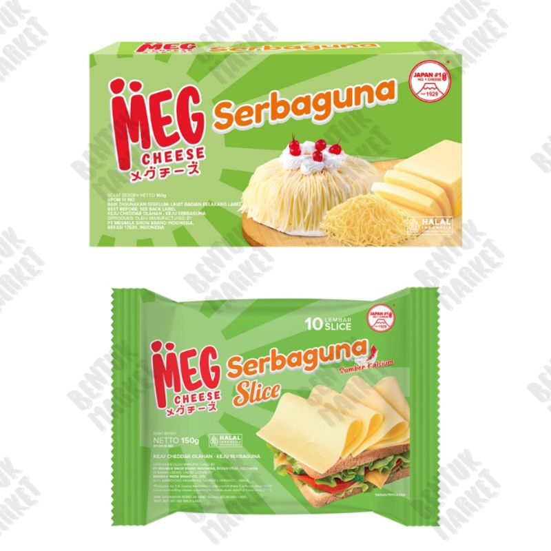 

MEG Keju Cheddar Box 160gr / MEG Keju Serbaguna Slice 10s