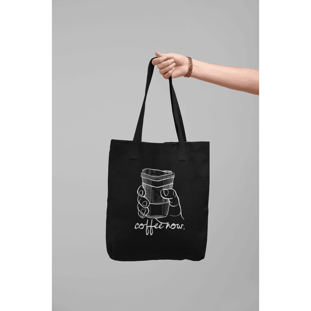 VirtueVibes - Tas Tote Bag Hitam Custom Kanvas - Totebag Pria Wanita