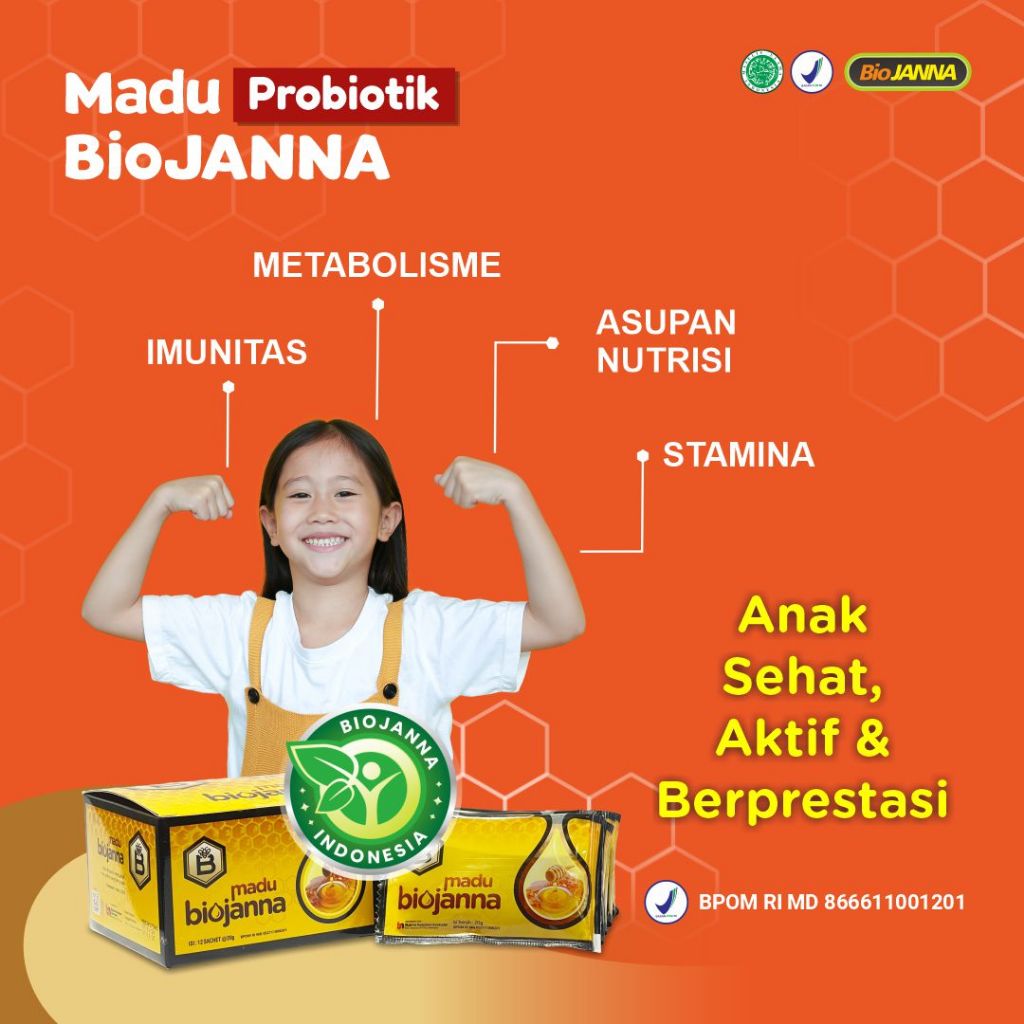 Brothoaly Madu Anak Madu Probiotik Biojanna Kemasan Sachet Isi 12 Pcs @15Ml