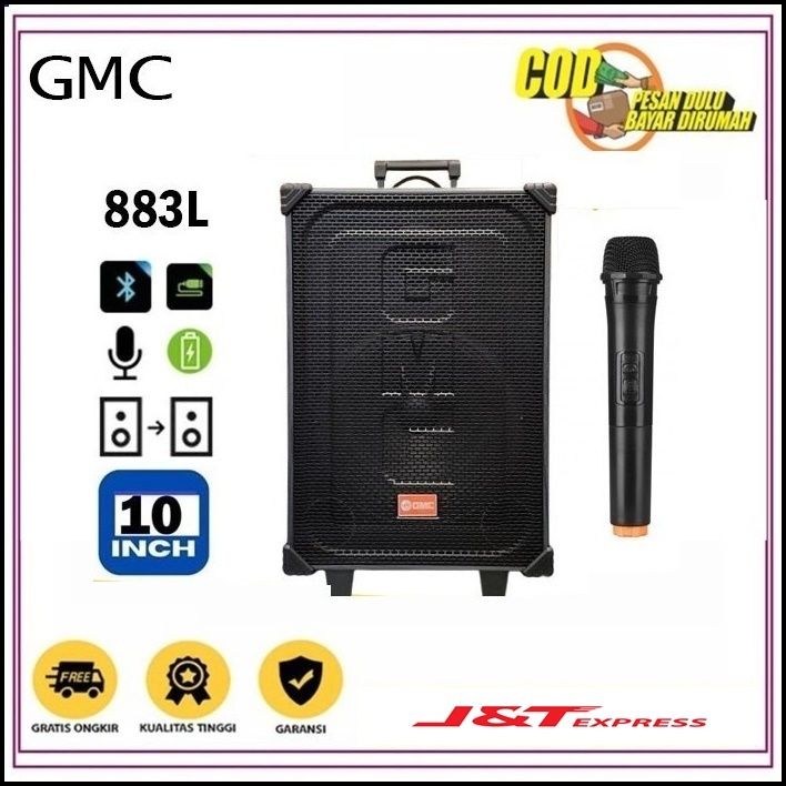 Speaker Portable 10 inch Woofer Speaker Karaoke GMC 883L Bluetooth Wireles