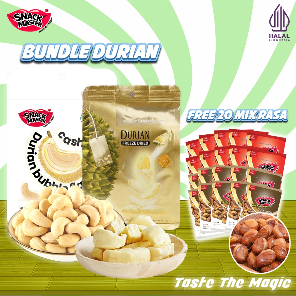 

[BUNDLE STRAWBERRY FREE 20 KORO, BUNDLE DURIAN FREE 20 KORO] Bundle inmei dan ursnack strawberry GRATIS 20pcs koro rasa mix balado dan bbq/cemilan food makanan/buah kering/manisan buah/kacang koro/snack halal