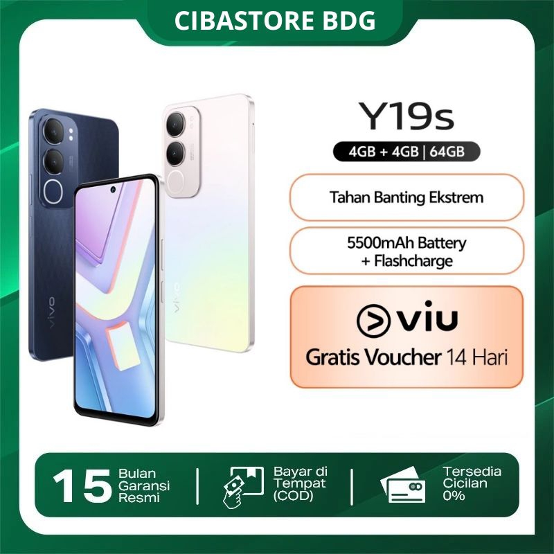 Vivo y19s Garansi resmi 1 tahun 4+4/64 GB Extended Ram 8 GB Garansi resmi vivo indonesia