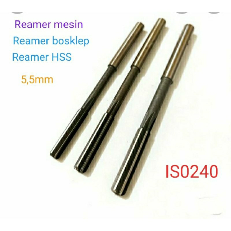 Reamer 5.5mm HSS H7 reamer mesin lemer lurus 6flute