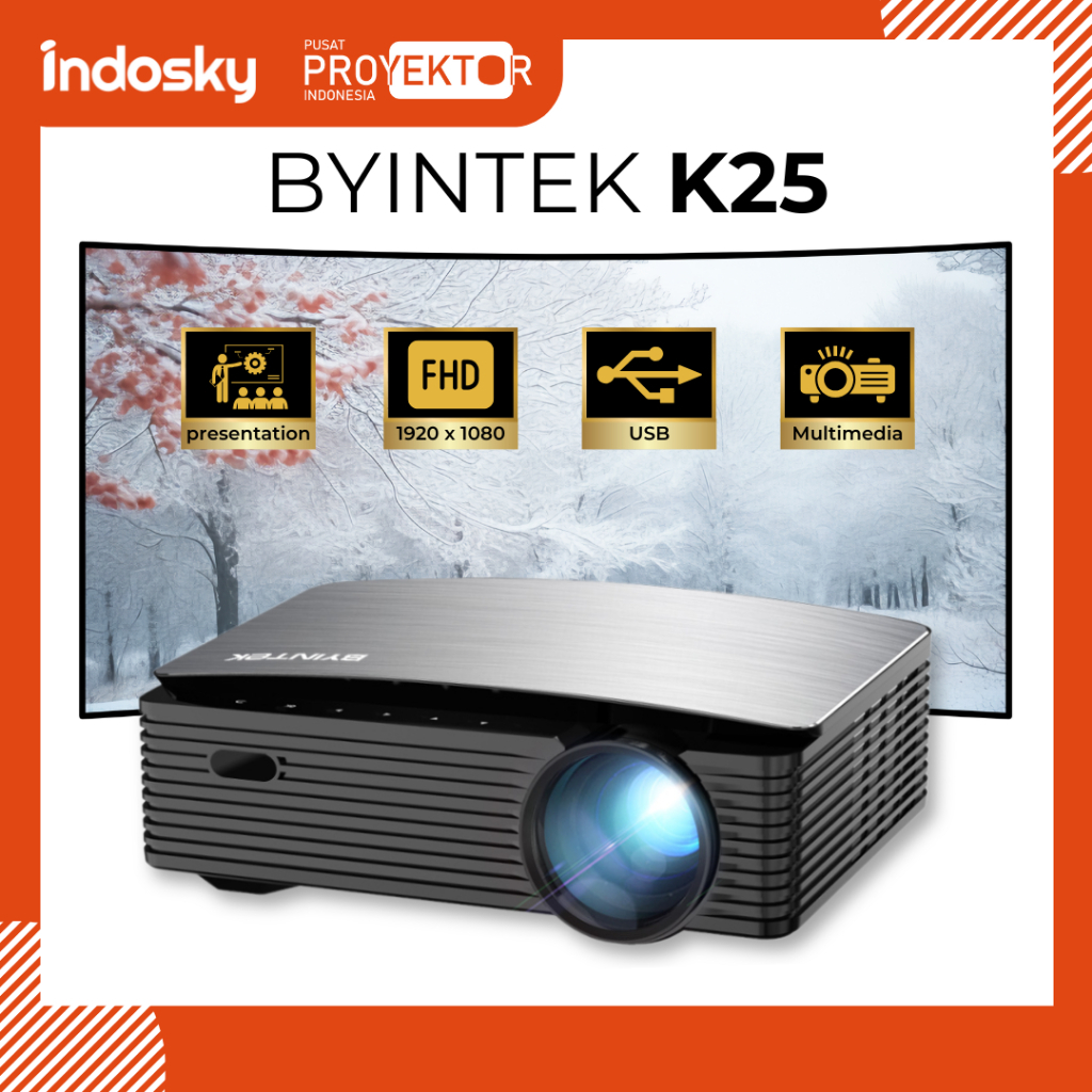 Pusat Proyektor Indonesia -  Byintek K25 I 4K Full HD | 600 ANSI Lumens | Proyektor Profesional