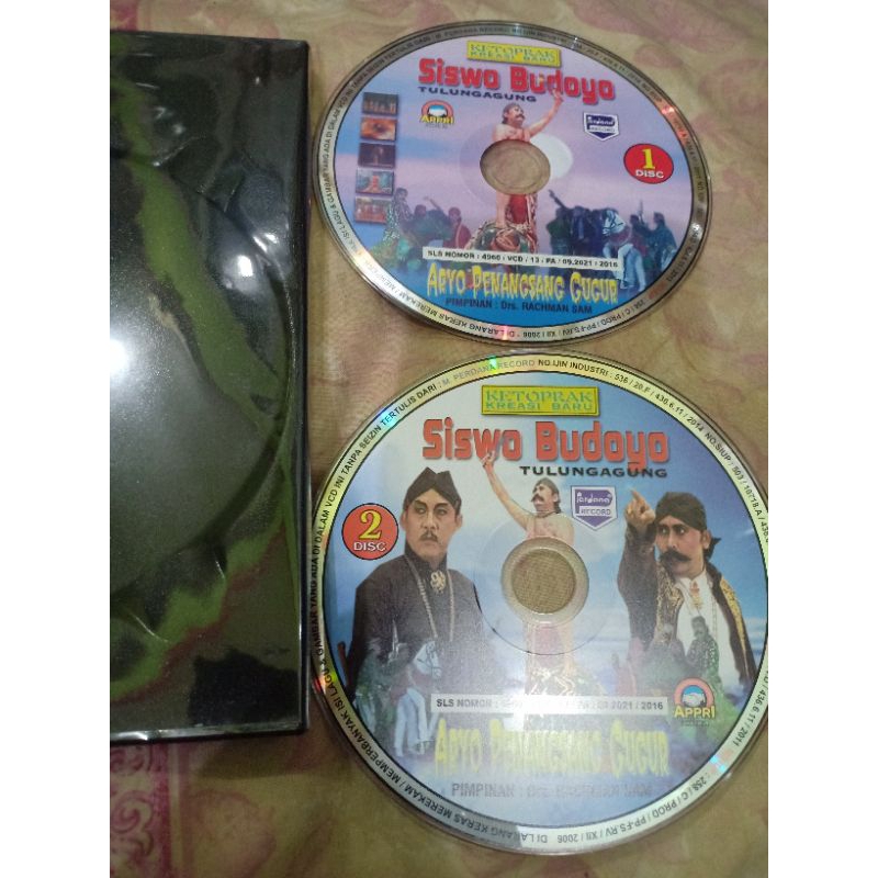 KASET VCD KETOPRAK SISWO BUDOYO ARYO PENANGSANG GUGUR 2 DISC  TANPA COFER BONUS BOX