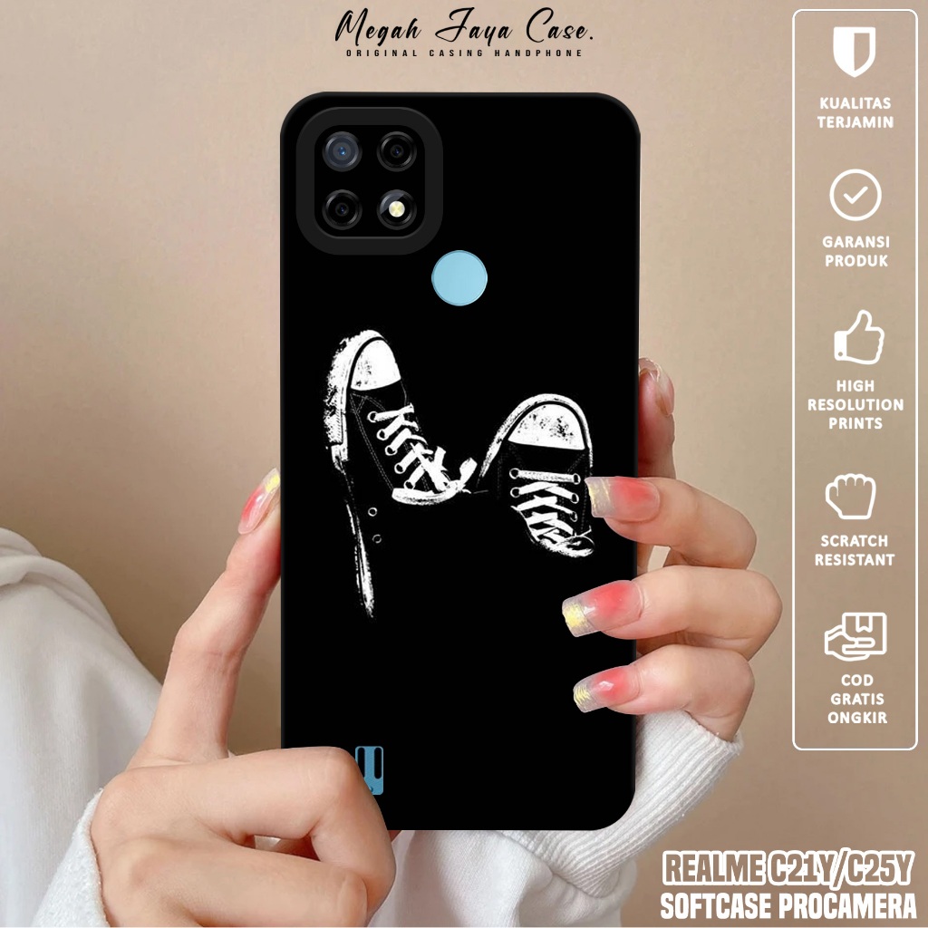 Case REALME C21Y / C25Y - Softcase Hp REALME C21Y / C25Y Motif BLCK - Silikon Hp REALME C21Y - Kondo