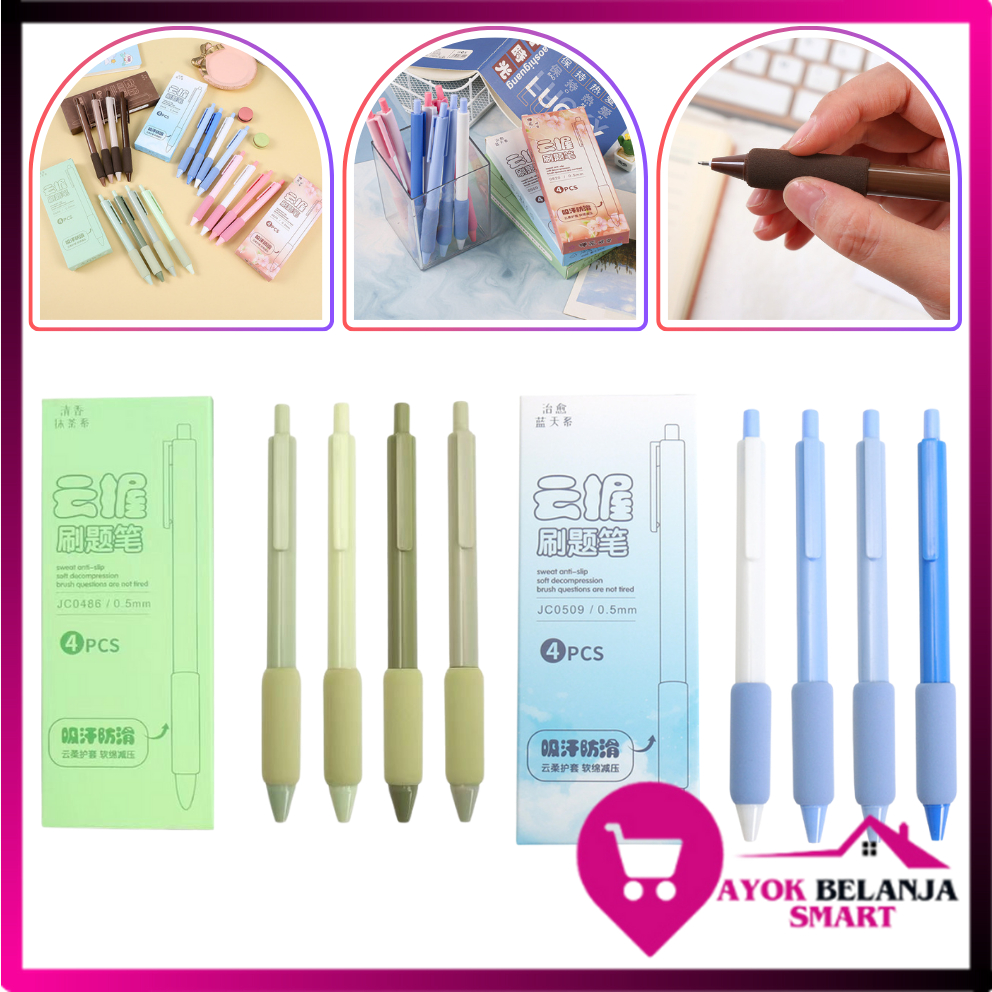 

ABS Pulpen Mekanik 0.5mm Set Isi 4 Pcs Motif Polos Warna Pastel Dengan Bantalan Pena Empuk Set Pena Gel 0.5mm Lucu Pulpen Gel 4IN1 Warna Hitam Bolpoint Tinta Gel Cair 4 Pcs Journaling Pen Alat Tulis