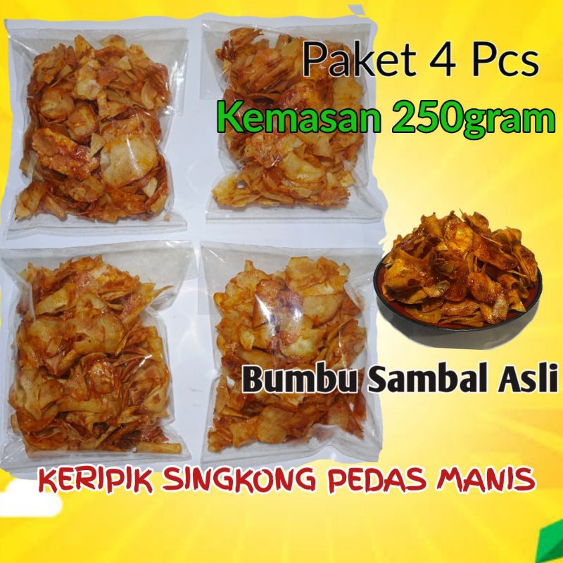 

Keripik Singkong Pedas Manis Kemasan 250 gram (isi 4 pcs) / Keripik singkong pedas manis / Keripik singkong