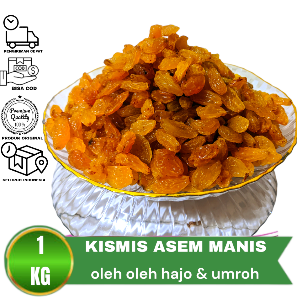 

Kismis Arab Premium Golden Sweet Dark Raisin Asli Original Cemilan Oleh Oleh Haji Umroh 1Kg 500gr Cemilan Manis
