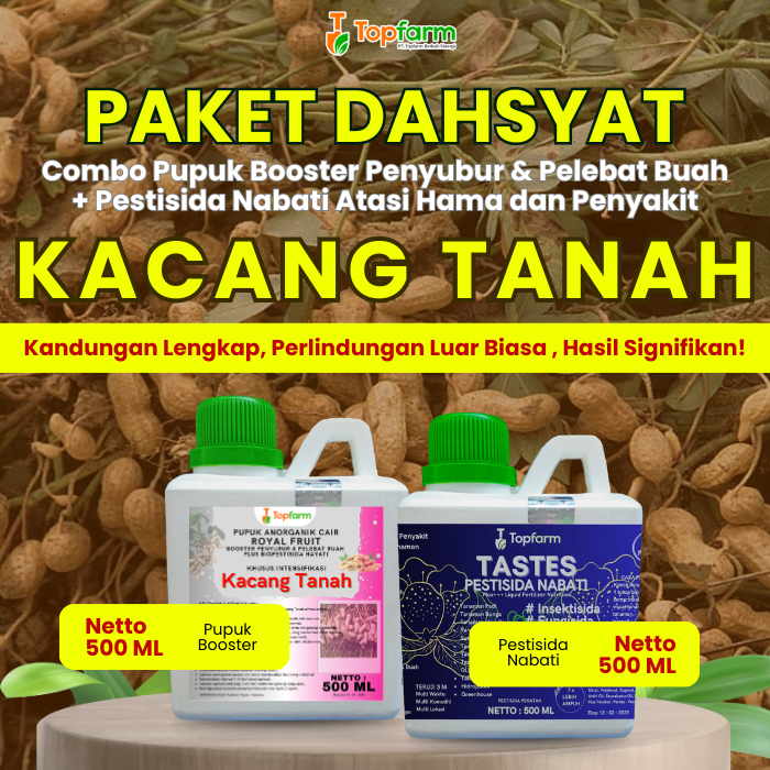 Pupuk Pestisida Topfarm / Pupuk Pelebat Buah Kacang Tanah / Obat Semprot Buah Kacang Tanah / Obat Pe