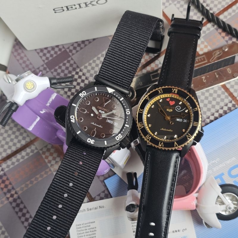 Seiko 5 One Piece Full Black, Jam Tangan Pria Automatic Original