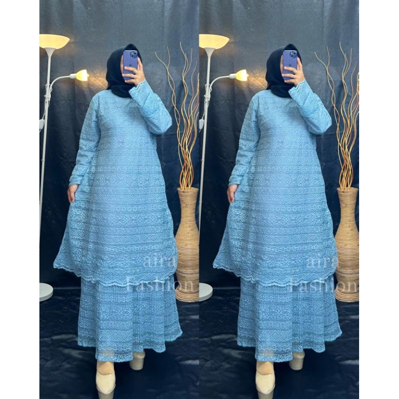 GAMIS BROKAT PESTA WANITA RENDA STANDARD DAN JUMBO IMPORT SUPER MEWAH