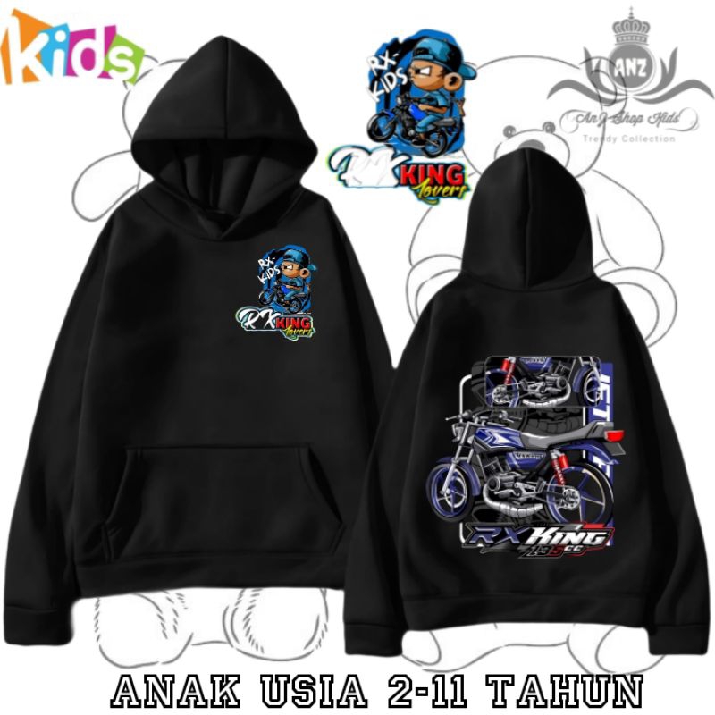 Jaket Hoodie Anak Motor Rx king ,Vespa untuk usia 2-11 Tahun 9 pilihan warna