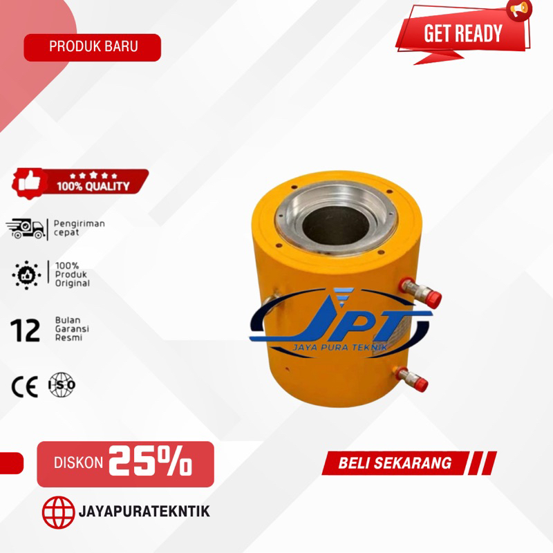 Double 100T 100mm Hollow Plunger Stroke Hydraulic Cylinder