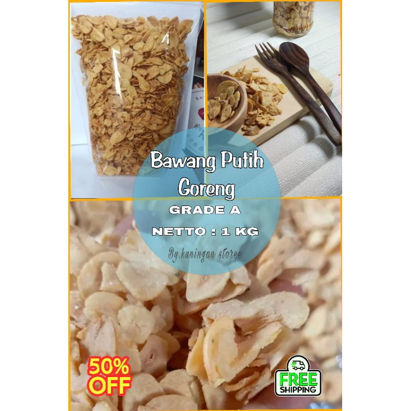 

BAWANG PUTIH GORENG PREMIUM TANPA MSG 1 KG FREE PACKING