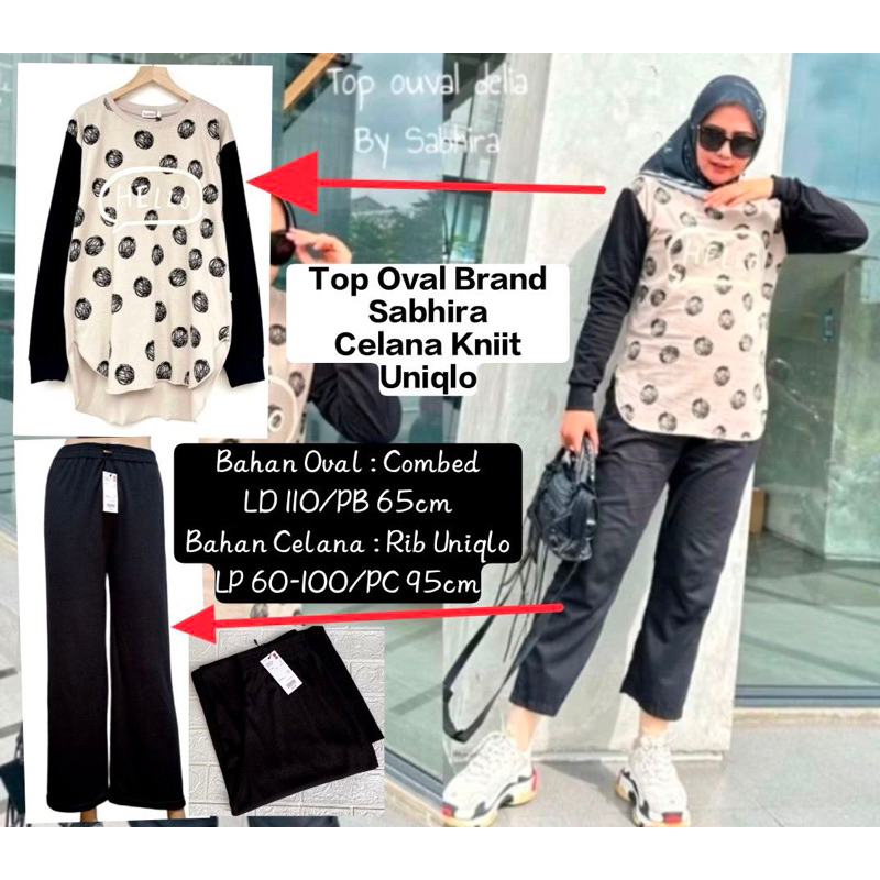 SetCel❤️Setelan Celana Knit Uniqlo Ouval Oval By Sabhira (Baru)