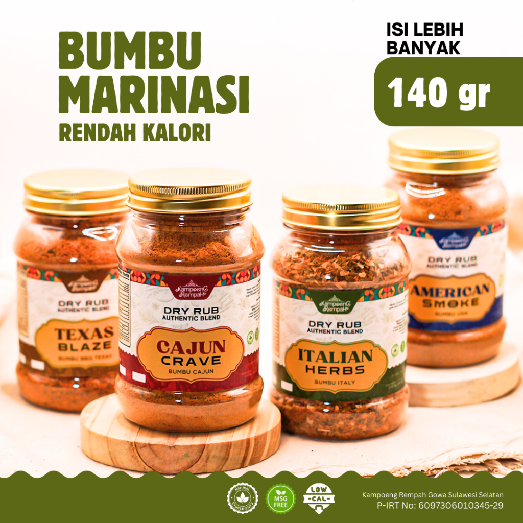 

KAMPOENG REMPAH | Healthy Dry Rub / Bumbu Marinasi Serba Guna Rendah Kalori 140 gr