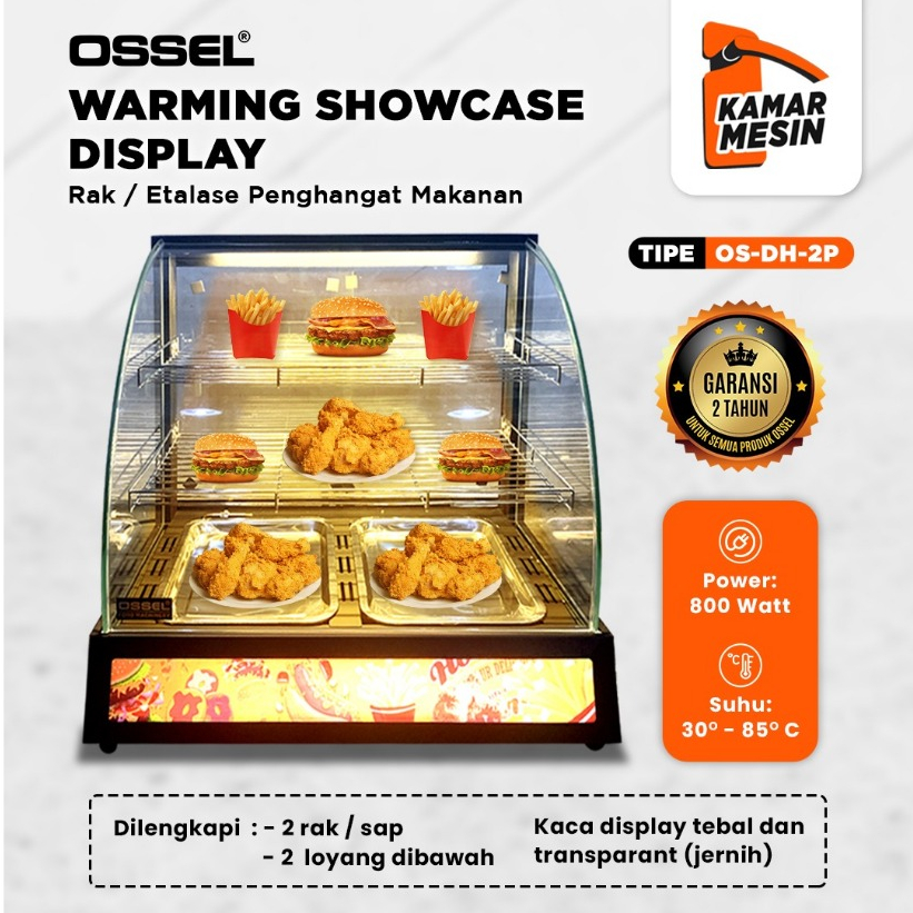 OSSEL Warming Showcase Food Display Warmer Etalase 2 Rak Penghangat Makanan OS-DH-2P OSSEL GRATIS PA