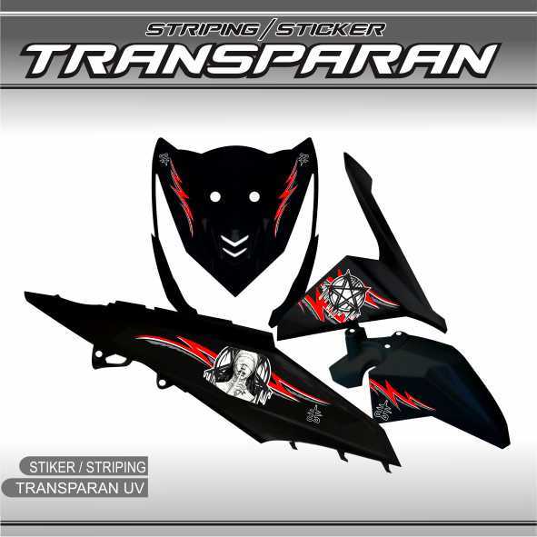 STIKER STRIPING TRASPARAN MOTOR HONDA BEAT FI MOTIF BARU SATANIC VARIASI KEREN BEAT FI V7