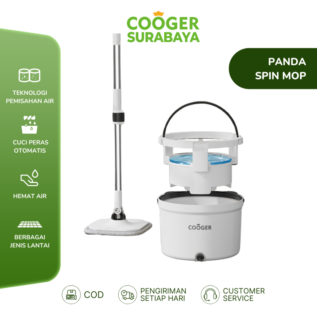 COOGER SURABAYA Alat Pel Bucket Single Spin Mop Alat Pel Lantai 2IN1 Bentuk Panda Dapat Memisahkan A