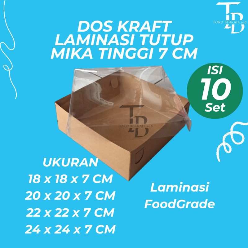 

(ISI 10 PCS) DUS / DOS KRAFT LAMINASI TUTUP MIKA TINGGI 7 CM / DUS BOX HAMPERS TUTUP MIKA