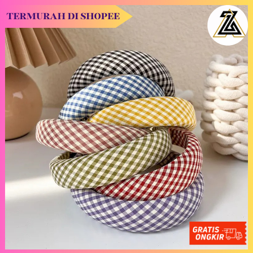 BANDANA BANDO KOREA STYLE MOTIF GARIS KOTAK KOTAK BANDO VIRAL WANITA KOREA BANDO KOTAK KOTAK CANTIK