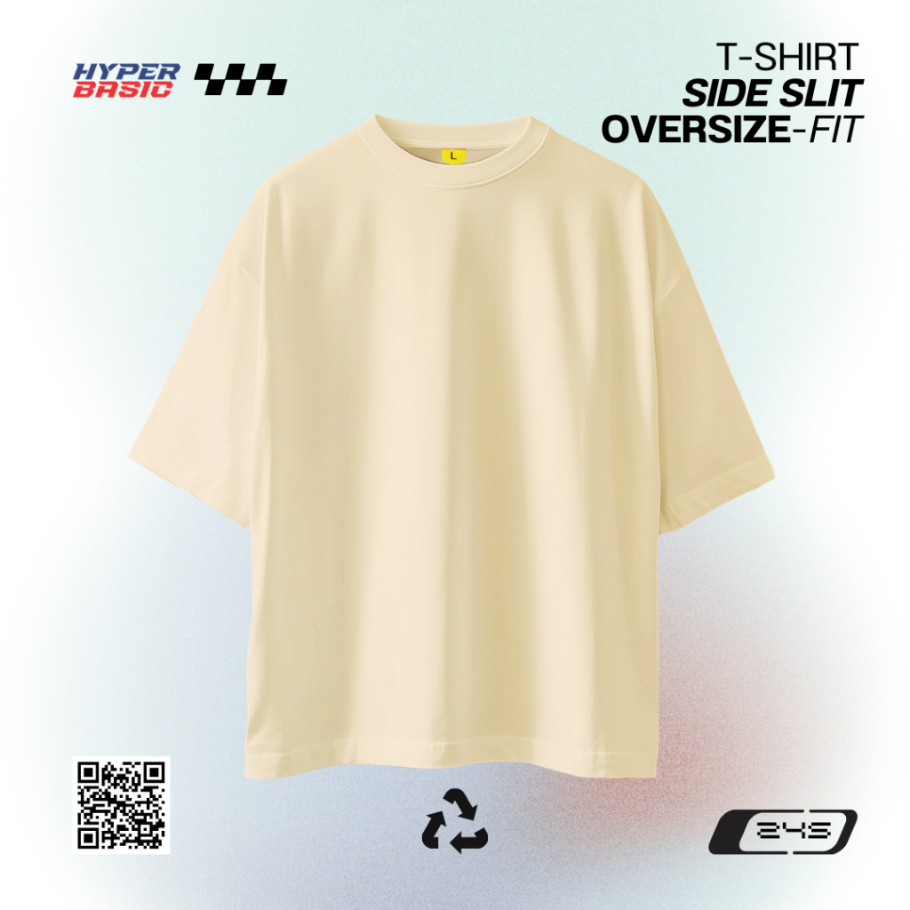 𝐇𝐲𝐩𝐞𝐫𝐛𝐚𝐬𝐢𝐜 Baju Kaos Polos Oversize Belah Samping Tanpa Saku Bahan Katun Combed 24s Pria Wanita Warn