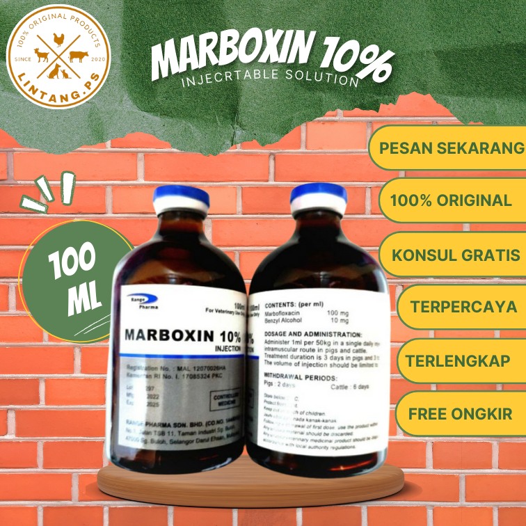 Marboxin 10% - Marbofloaxin 100 ml - Obat Injeksi Hewan Ternak - Obat Injeksi Kambing - Obat Injeksi