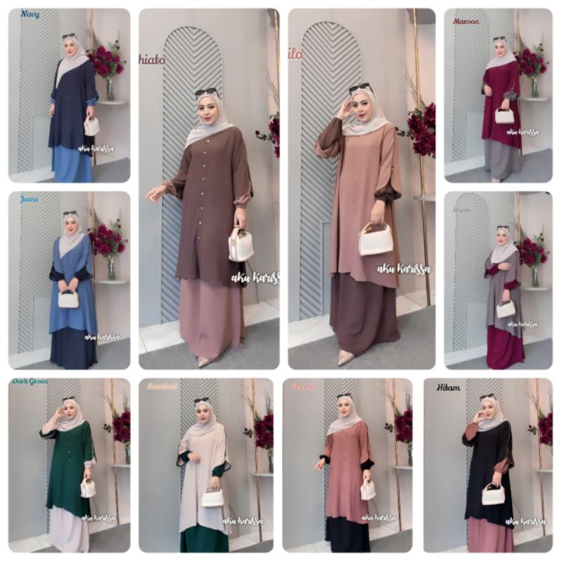 gamis azmiya set rok Malaysia by aku Karisa