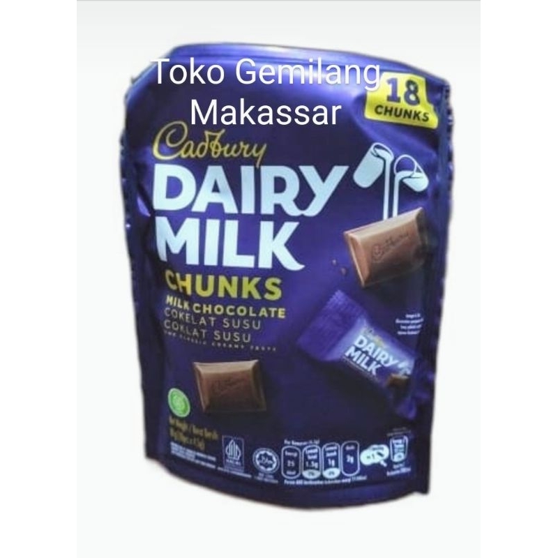 

Cadbury Dairy Milk Chunks isi 18 @4,5 gram (81 gram)