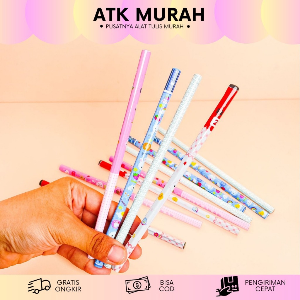 

PENSIL 2B 1 LUSIN (12PCS) KARAKTER KARTUN WARNA-WARNI MURAH PS-1254 ALAT TULIS MURAH TERJANGKAU