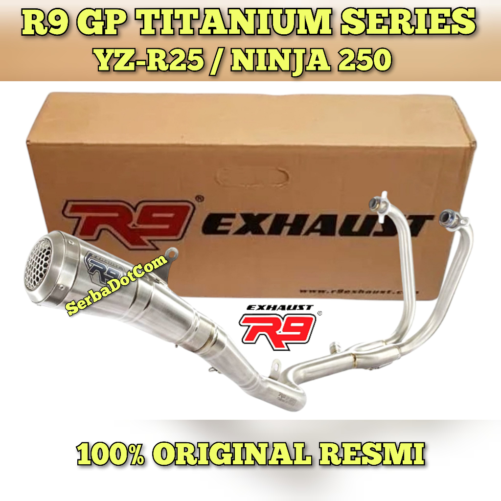 KNALPOT R9 GP TITANIUM SERIES R25 MT25 NINJA 250 fi OLD LAMA FULL SYSTEM ORIGINAL not shark carbon h
