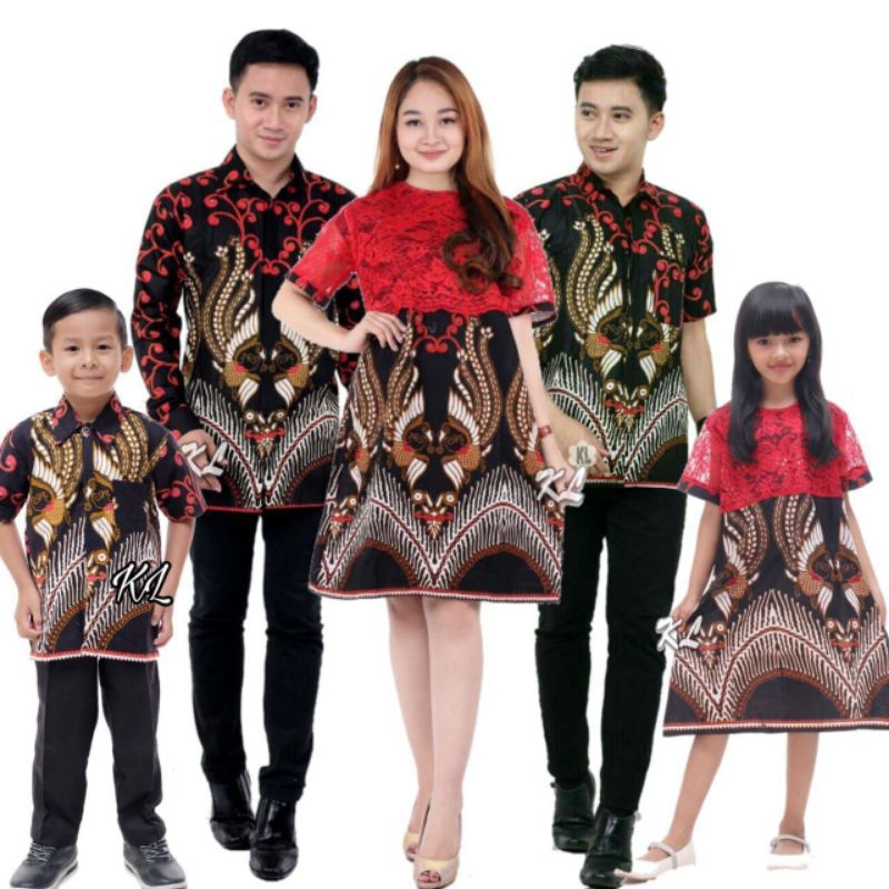 DRESS SARIMBIT KELUARGA MOTIF BATIK KOMBINASI BROKAT