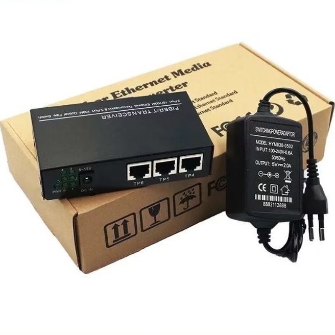 Media Converter 3 FO 3 Lan Ethernet Switch Fiber FO