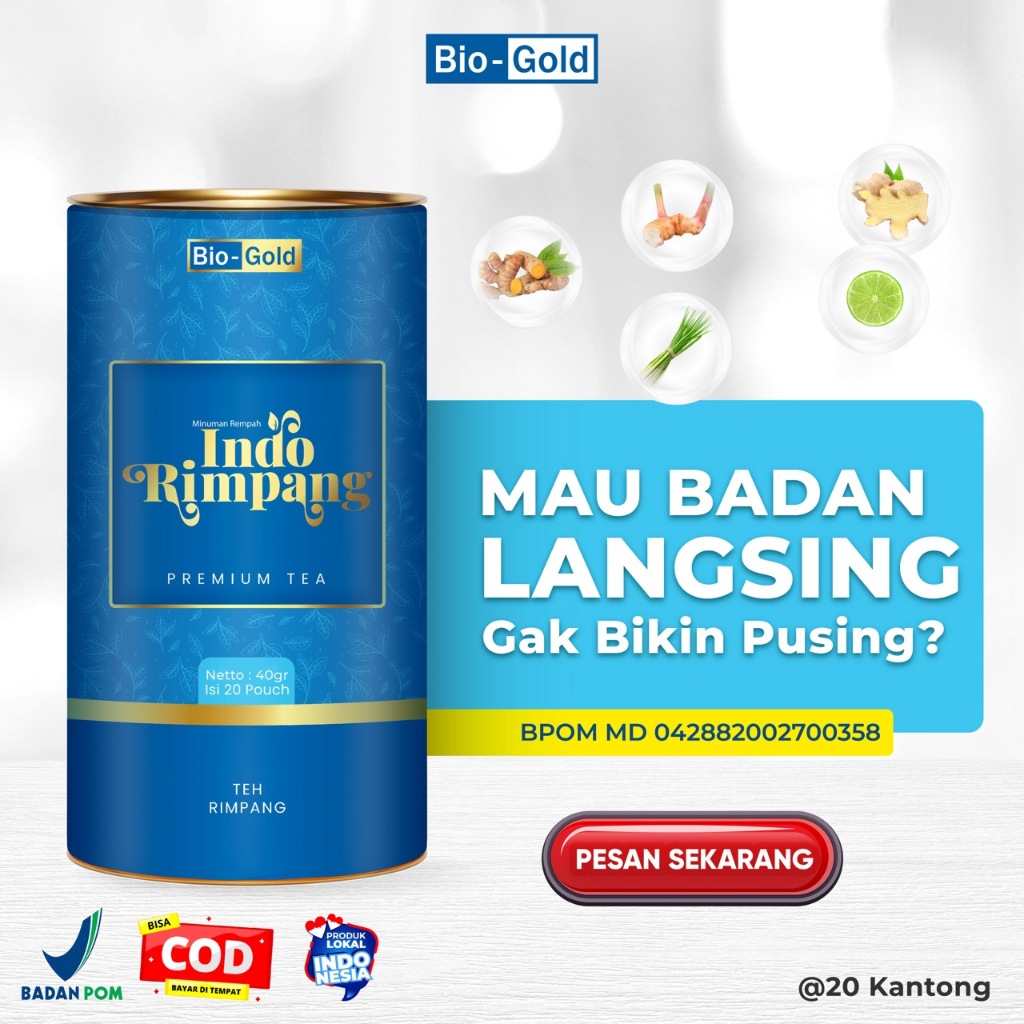 

BIO GOLD TEH INDO RIMPANG Premium Tea Celup Bahan Herbal Alami Bantu Melangsingkan Mendetox Tubuh